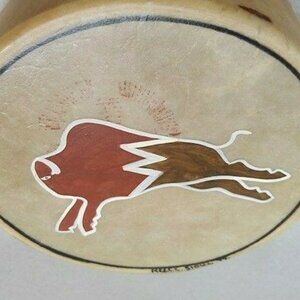 Handmade Amercian Indian single sided drum from 1977 in Great Condition. Signed